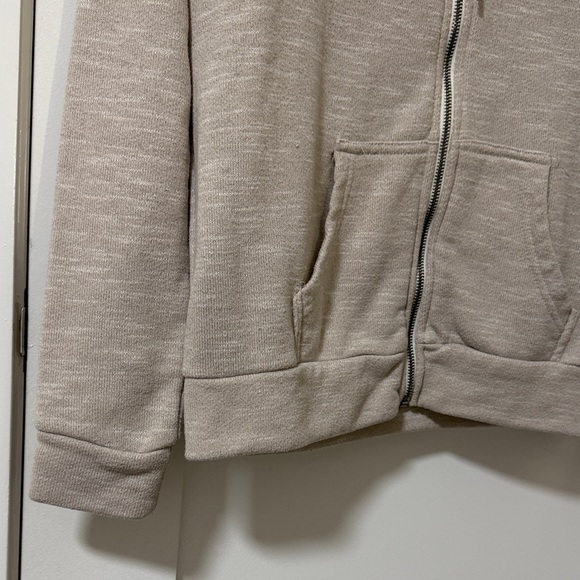Forever 21 Terry Fleece Lighweight Beige Full Zip Hoodie Size Small - Picture 3 of 10